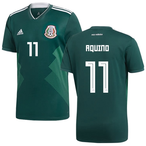 Mexico #11 Aquino Green Home Soccer Country Jersey